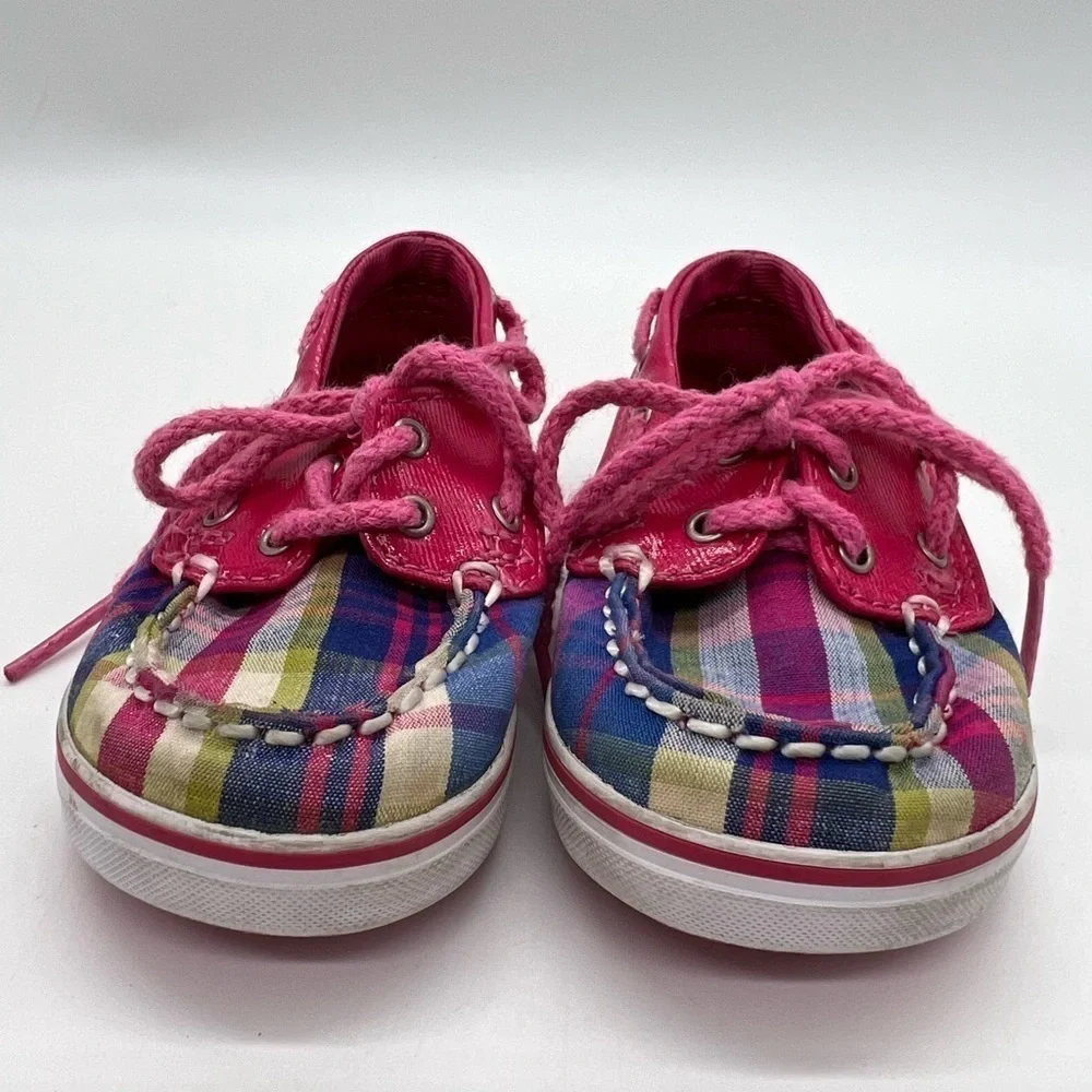 SPERRY TOP SIDERS BABY GIRL PINK AND BLUE PLAID SIZE CRIB 4